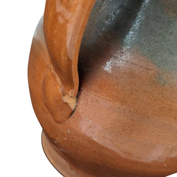 Vintage Handmade Brown Pottery Pitcher: Rustic Country Farmhouse Stoneware - Picture 5 of 7